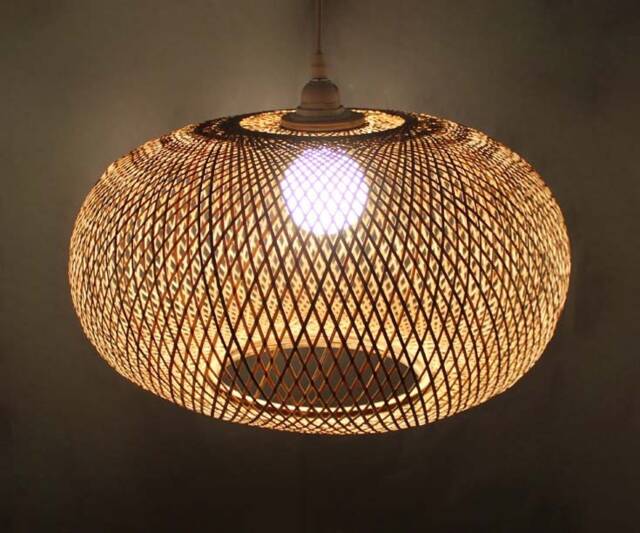 Handwoven Bamboo Pendant Light Rustic Home Decor Chandelier - image 1