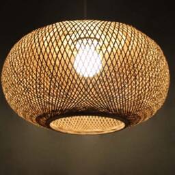 Handwoven Bamboo Pendant Light Rustic Home Decor Chandelier - thumbnail 2