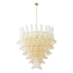 Large Italian Pendant Lamp Petali ??80 cm Made in Italy Murano Glass Gold - thumbnail 3