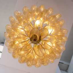 Murano Chandelier Petali ??80 cm - Gold Glass Hand-Blown Italy Luxury Decorative Lamp - thumbnail 4