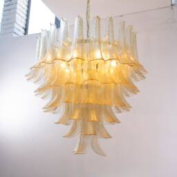 Large Italian Pendant Lamp Petali ??80 cm Made in Italy Murano Glass Gold - thumbnail 2