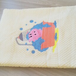 Light Yellow Terry Towel With Embroidery Symbol Of The Year 2019 Pig. Hand Gift For New Year - thumbnail 4