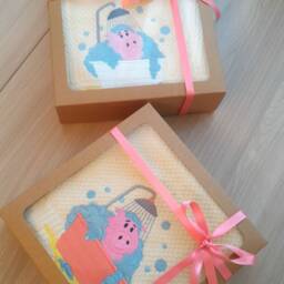 Light Yellow Terry Towel With Embroidery Symbol Of The Year 2019 Pig. Hand Gift For New Year - thumbnail 2