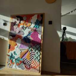 Saturated - Bright & Colorfull 3D Textile Wall Art, Large Abstract Yarn Hanging, Sculptural Original Fiber Artwork - thumbnail 2