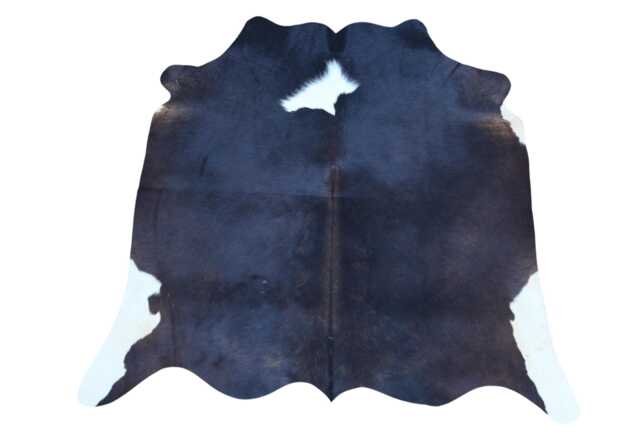Dark Brown & White Cowhide Rug Hair-On Leather Accent Rug - 39x39 Inches - image 1