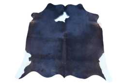 Dark Brown & White Cowhide Rug Hair-On Leather Accent Rug - 39x39 Inches - thumbnail 1