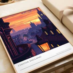 Chester England Sunset Poster Vintage Travel Print - thumbnail 3