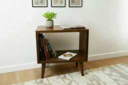 Handcrafted Solid Wood Record Player Stand Vinyl Storage Furniture
