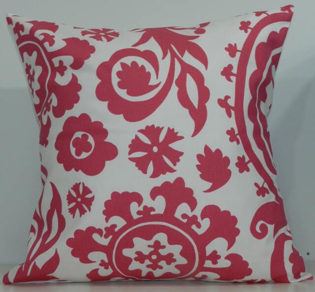 New 18x18 Inch Designer Handmade Pillow Case. Suzani Print in Pink