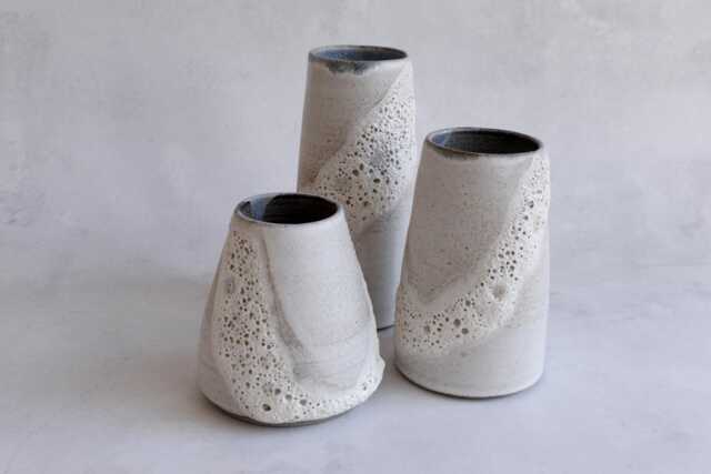 Tall White Moon Vase, Minimal Nordic Natural, Handmade Wheel Thrown Organic - image 1