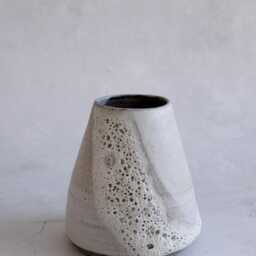 Tall White Moon Vase, Minimal Nordic Natural, Handmade Wheel Thrown Organic - thumbnail 2