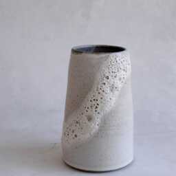 Tall White Moon Vase, Minimal Nordic Natural, Handmade Wheel Thrown Organic - thumbnail 3