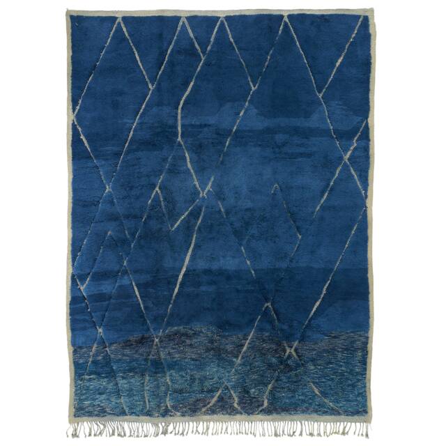 Blue Moroccan Rug, Handmade Beni Ourain Rug, Area Berber Mrirt Rug - image 1