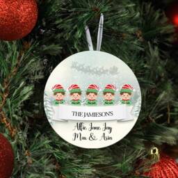 Personalized Elf Family Christmas Bauble Custom Names, Mdf Wood - thumbnail 4