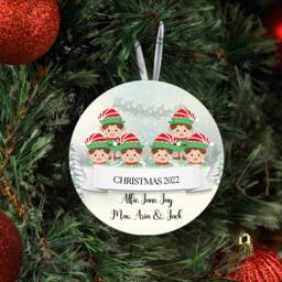 Personalized Elf Family Christmas Bauble Custom Names, Mdf Wood - thumbnail 3