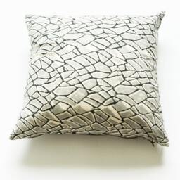 Grey Branch Pattern Square Pillow Sham-Hand Block Printed - 20 X Cotton Throw Cover - thumbnail 1