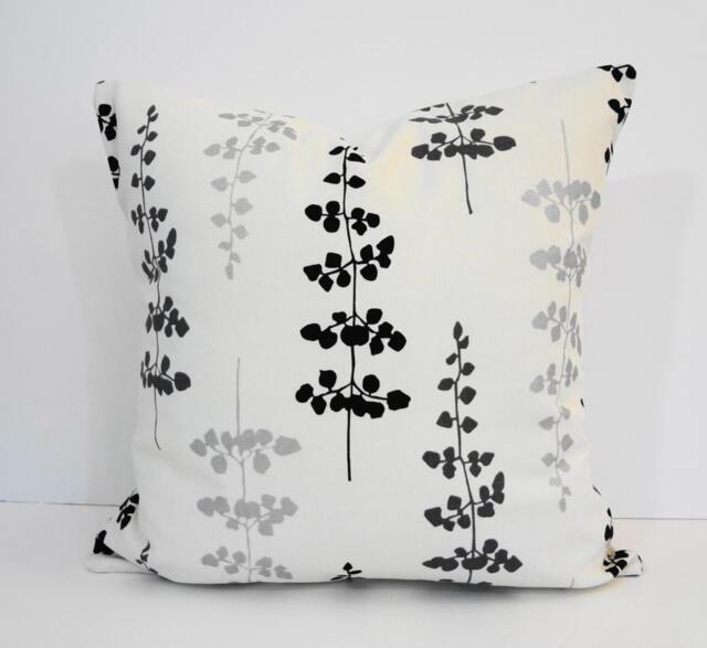 Botanical Pillow Cover Black, Grey, Silver Floating Petals - 16x16 - image 1