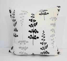 Botanical Pillow Cover Black, Grey, Silver Floating Petals - 16x16