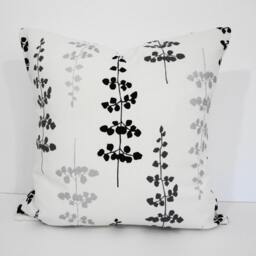 Botanical Pillow Cover Black, Grey, Silver Floating Petals - 16x16 - thumbnail 2