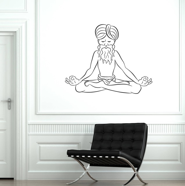Old Yogi Vinyl Wall Decal Yoga Center Hinduism Hindu India Stickers Mural - #2609Di - image 1