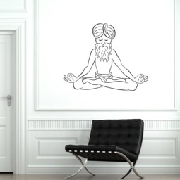 Old Yogi Vinyl Wall Decal Yoga Center Hinduism Hindu India Stickers Mural - #2609Di
