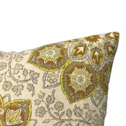 Medallion Lumbar Pillow Cover - Gold Soleil Motif, Farmhouse Decor - thumbnail 3