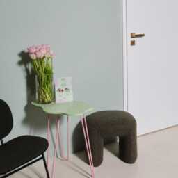 Cloud Coffee Table, Side, Balcony, Terrazzo On Metal Legs, Light Green - thumbnail 3