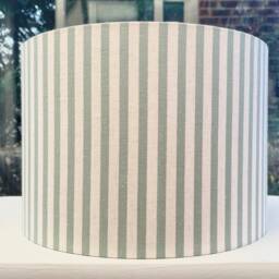 Green Stripe Linen Lampshade, Neutral Nursery Decor - thumbnail 2