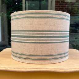 Green Stripe Linen Lampshade, Neutral Nursery Decor - thumbnail 3