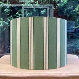 Green Stripe Linen Lampshade, Neutral Nursery Decor - thumbnail 1
