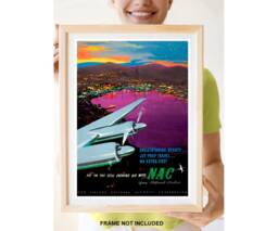 Reprint Of A Vintage Airline Travel Poster - New Zealand By Nac - thumbnail 1