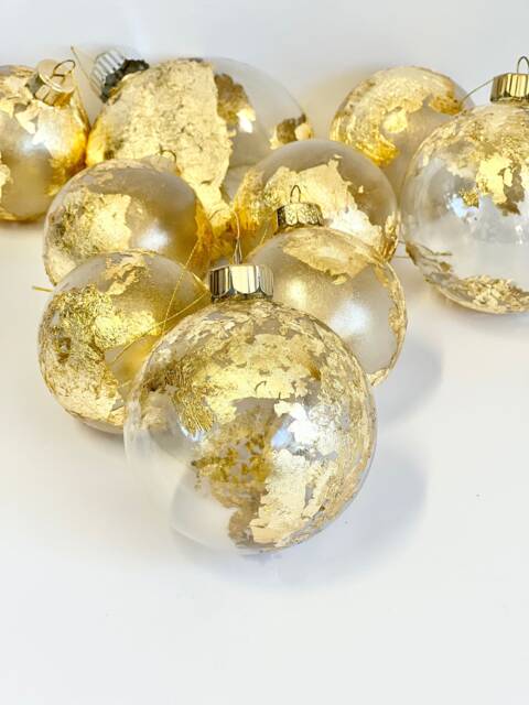 Handprint Globe Christmas Ornament Gold Glass Ball - 3.25 Inch - image 1