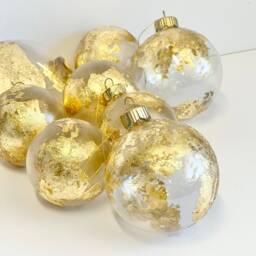 Handprint Globe Christmas Ornament Gold Glass Ball - 3.25 Inch - thumbnail 2