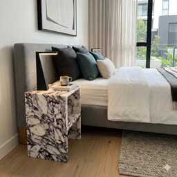Calacatta Viola Genuine Marble Side Table - Open Shelf Nightstand - thumbnail 2