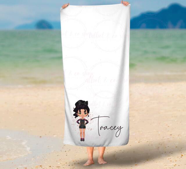 Personalised Cheer/Gym Girl Beach Towel, Towel Personalised, Custom Name Personalised Bath