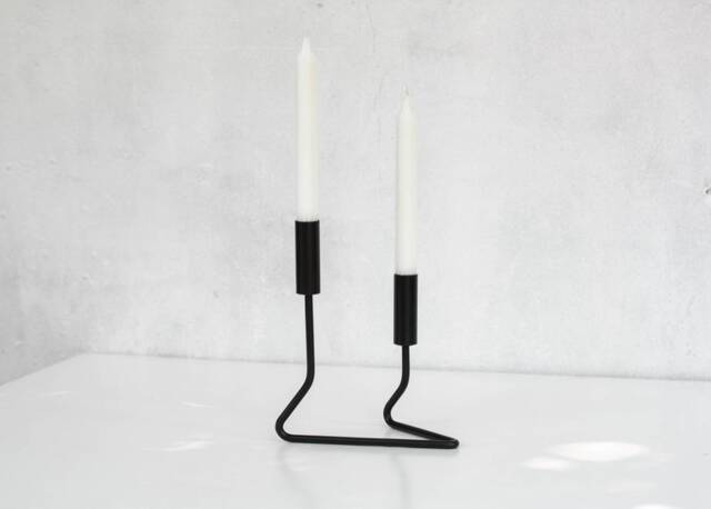 Modern Black Iron Candelabra Handmade Metal Taper Candle Holder - image 1