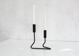 Modern Black Iron Candelabra Handmade Metal Taper Candle Holder - thumbnail 1