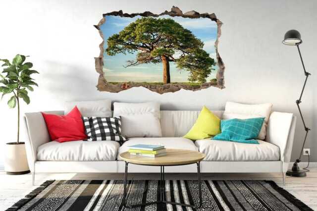 3D Tree Window Wall Sticker Serene Nature View, Vinyl Decor - image 1