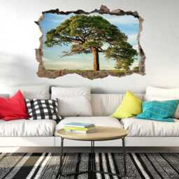 3D Tree Window Wall Sticker Serene Nature View, Vinyl Decor - thumbnail 3