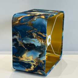 Handmade By Order Blue Hold Marble Wave Effect Velvet Rounded Square Lamp Shade Pendant Light All Shapes & Sizes Available - thumbnail 2
