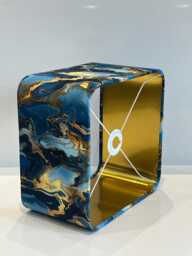 Handmade By Order Blue Hold Marble Wave Effect Velvet Rounded Square Lamp Shade Pendant Light All Shapes & Sizes Available