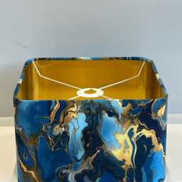 Handmade By Order Blue Hold Marble Wave Effect Velvet Rounded Square Lamp Shade Pendant Light All Shapes & Sizes Available - thumbnail 4