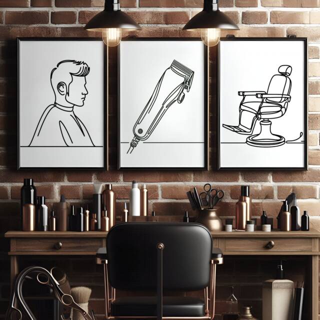 Minimalist Barber Print Set - 3 Barbers Shop Posters - Haircut Decor Men's Hairdresser Artwork Hairstylist Salon Wall Art Gift Picture - image 1