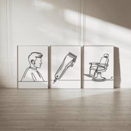 Minimalist Barber Print Set - 3 Barbers Shop Posters - Haircut Decor Men's Hairdresser Artwork Hairstylist Salon Wall Art Gift Picture - thumbnail 2