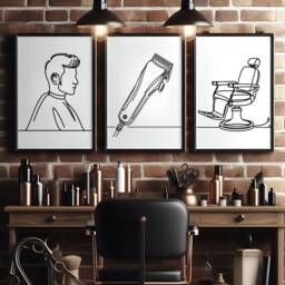 Minimalist Barber Print Set - 3 Barbers Shop Posters - Haircut Decor Men's Hairdresser Artwork Hairstylist Salon Wall Art Gift Picture - thumbnail 1