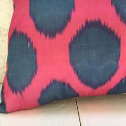 Silk Ikat Pillow Cover, Handwoven Cushion, Turkish Decor - 16x24 - thumbnail 3