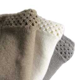 Neutral Granny Square Baby Blanket, Handmade Knitted Nursery Throw, Cozy Shower Gift, Soft Newborn Blanket - thumbnail 4