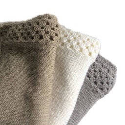 Neutral Granny Square Baby Blanket, Handmade Knitted Nursery Throw, Cozy Shower Gift, Soft Newborn Blanket - thumbnail 3