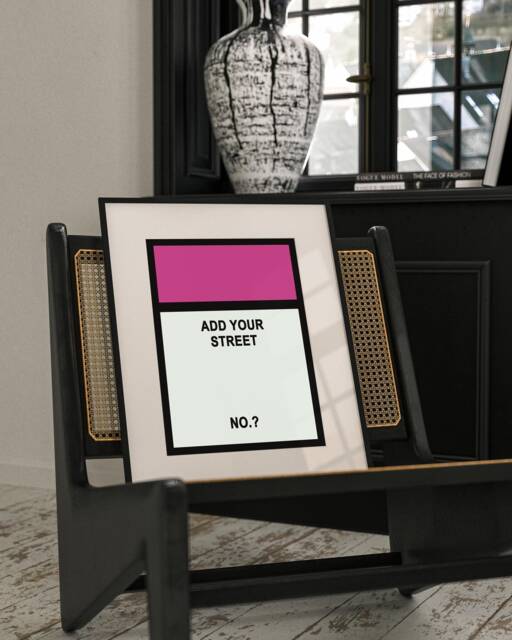 Personalised Monopoly Inspired, Print Wall Art , Home Decor, Gift Idea , Any Street Name Number Board Game Prints New Home Card Gift A3 A2 A1 - image 1