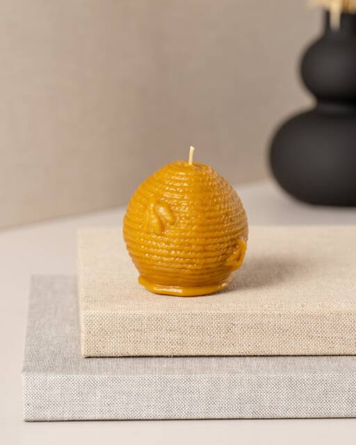 Round Beehive Beeswax Candle - Natural Christmas Holiday Decor - image 1